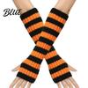 Stylish Half Finger Gloves Striped Knitted Arm Warmers for Women Fingerless Sleeves Soft Cycling Protectors Thermal Wrist Autumn Winter Fashion