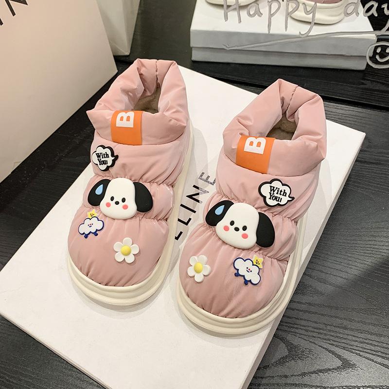 

2025 autumn and winter new thick-soled cute cartoon cotton shoes female Internet celebrities thickened velvet versatile snow boots 36