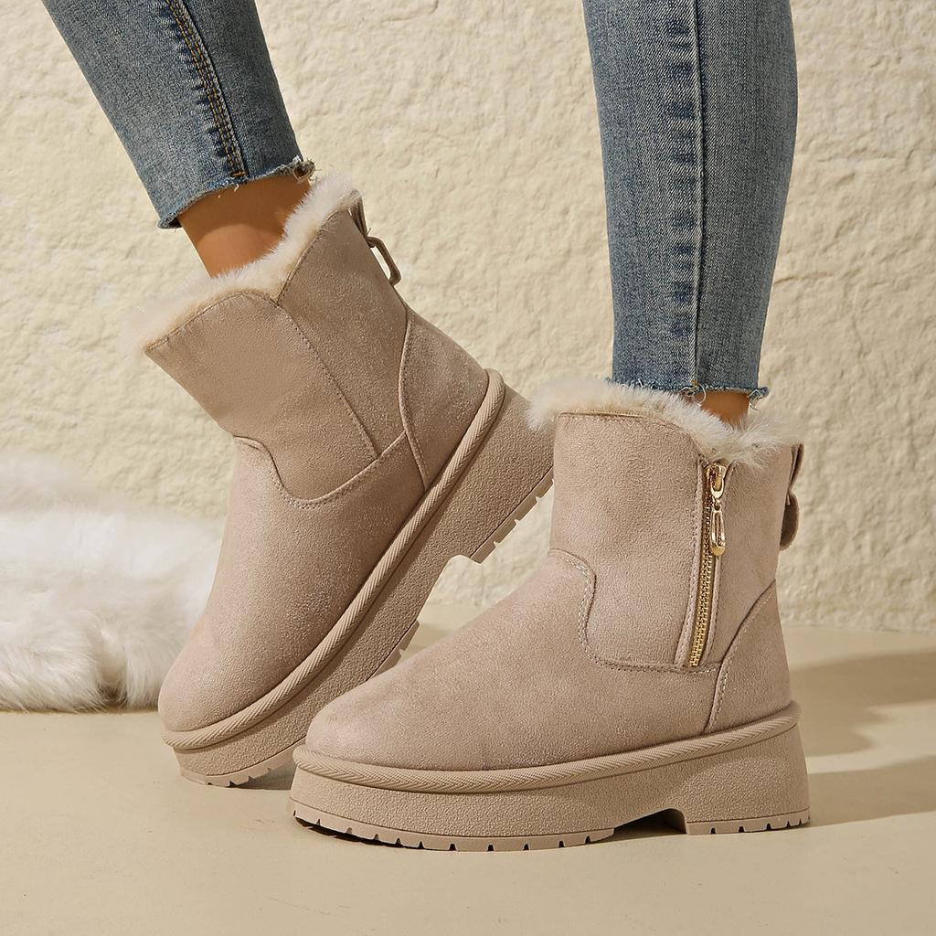 Women Thick Plush Snow Boots Trend Winter Non-slip Boots Woman Outdoor Keep Warm Cotton Shoes Comfortable Platform Ankle Booties
