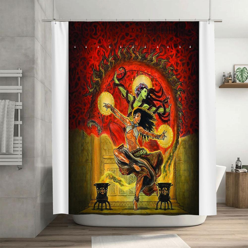 Gothic Horror Shower Curtain Vampire Decor Dark Fantasy Art Spooky Home Gothic Room Halloween Creepy Wall Decor Macabre Eerie Ho