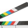 Claquoir de cinéma en acrylique 30x25CM Outil professionnel de réalisateur Action Clap Photographie de film(Tableau Blanc à Rayures Jaunes;PAV1YWE4: )