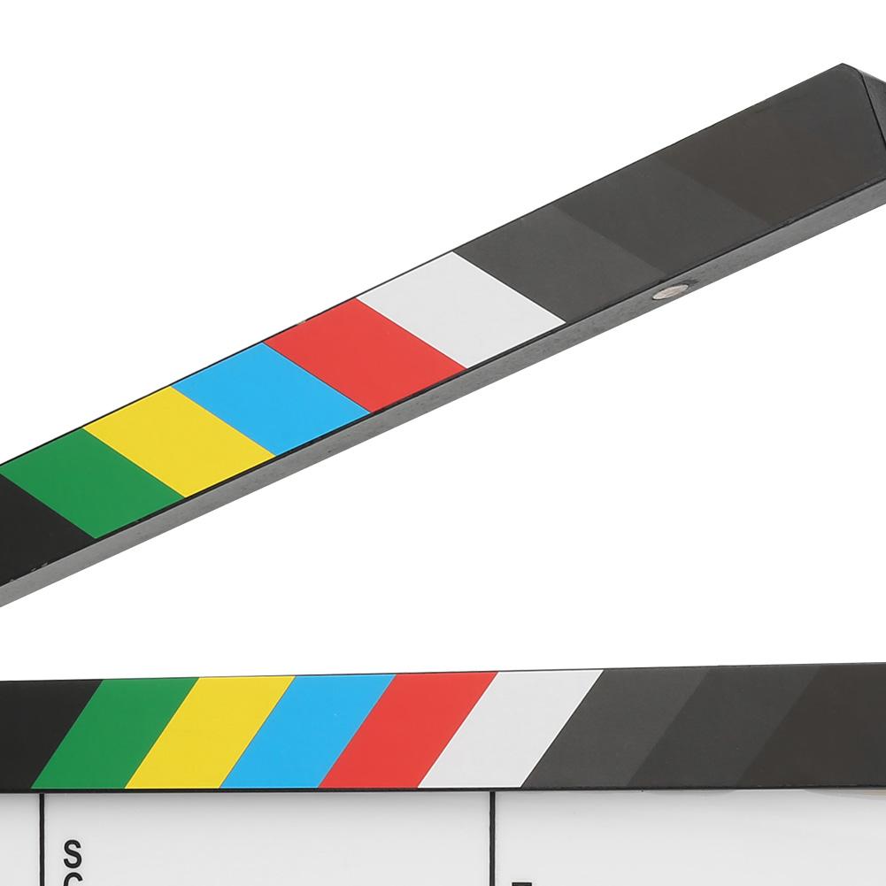 Claquoir de cinéma en acrylique 30x25CM Outil professionnel de réalisateur Action Clap Photographie de film(Tableau Blanc à Rayures Jaunes;PAV1YWE4: )