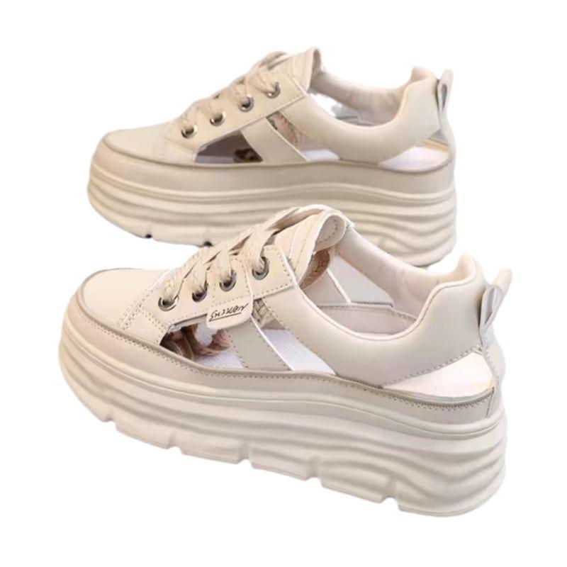 New hollow sandals women's height increase in summer breathable thick-soled casual shoes versatile single shoes women