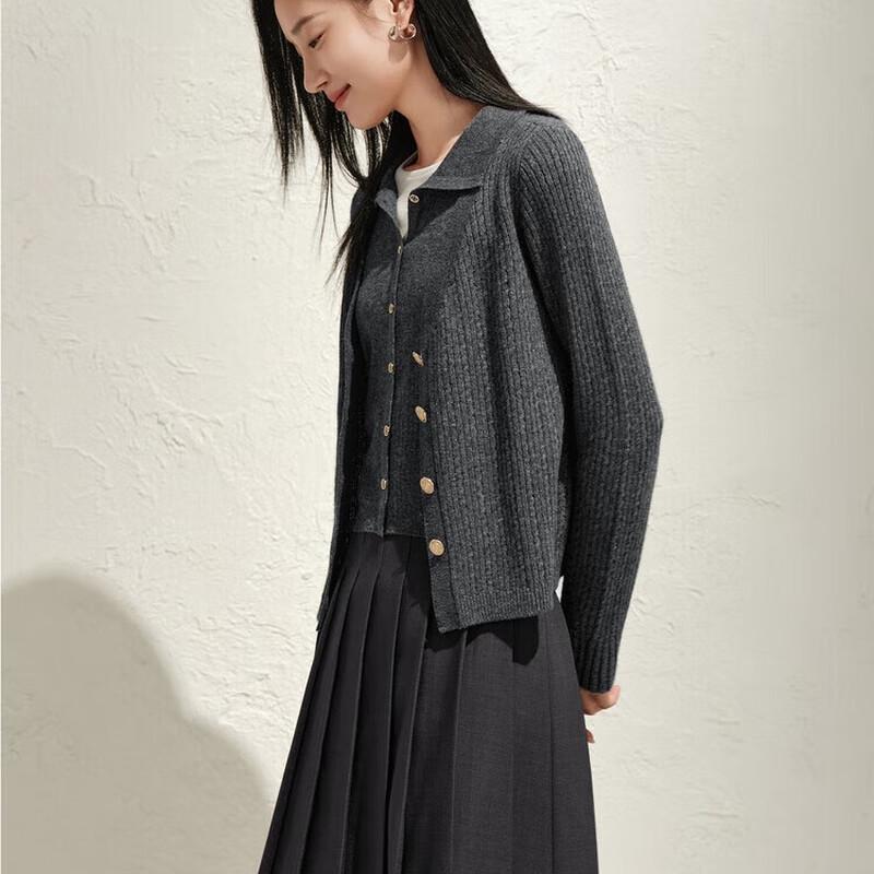 JUZI ANNACAU Smart Commuter Gray Faux Two-Piece Knitted Sweater