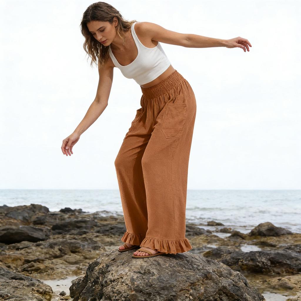 Women's Wide-leg Pants With Pockets, Comfortable Dress Pants, Women's High-waisted Business Casual Pants