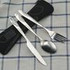 Reusable Travel Cutlery Set with Bag Portable Tableware Kit for Camping Picnics Office Lightweight Spoon Fork Cutter Utensils