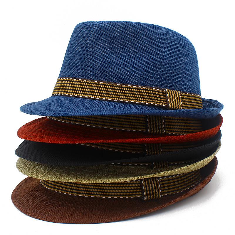 Summer British Sunshade Straw Hat Men Among the Elderly Fashion Beach Hat Children Retro Sunscreen Linen Jazz Hat