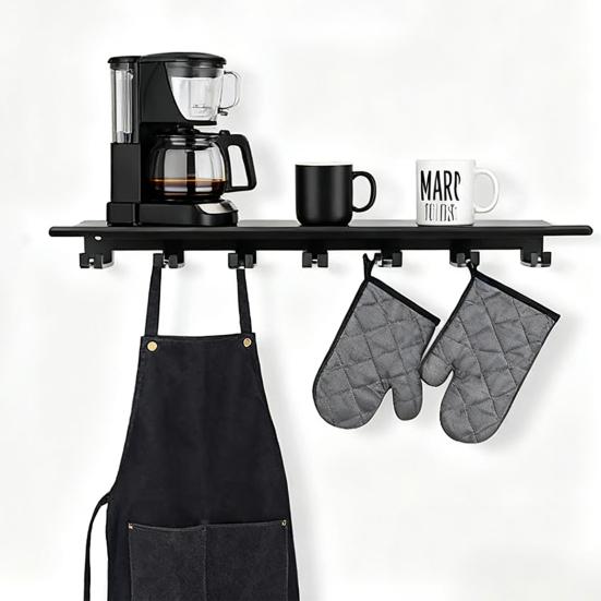 Floating Shelf Organizer Home Gym Equipment Storage Metal Rack Wall Mount Fitness Gear Holder with Hooks T-Lock Adapters