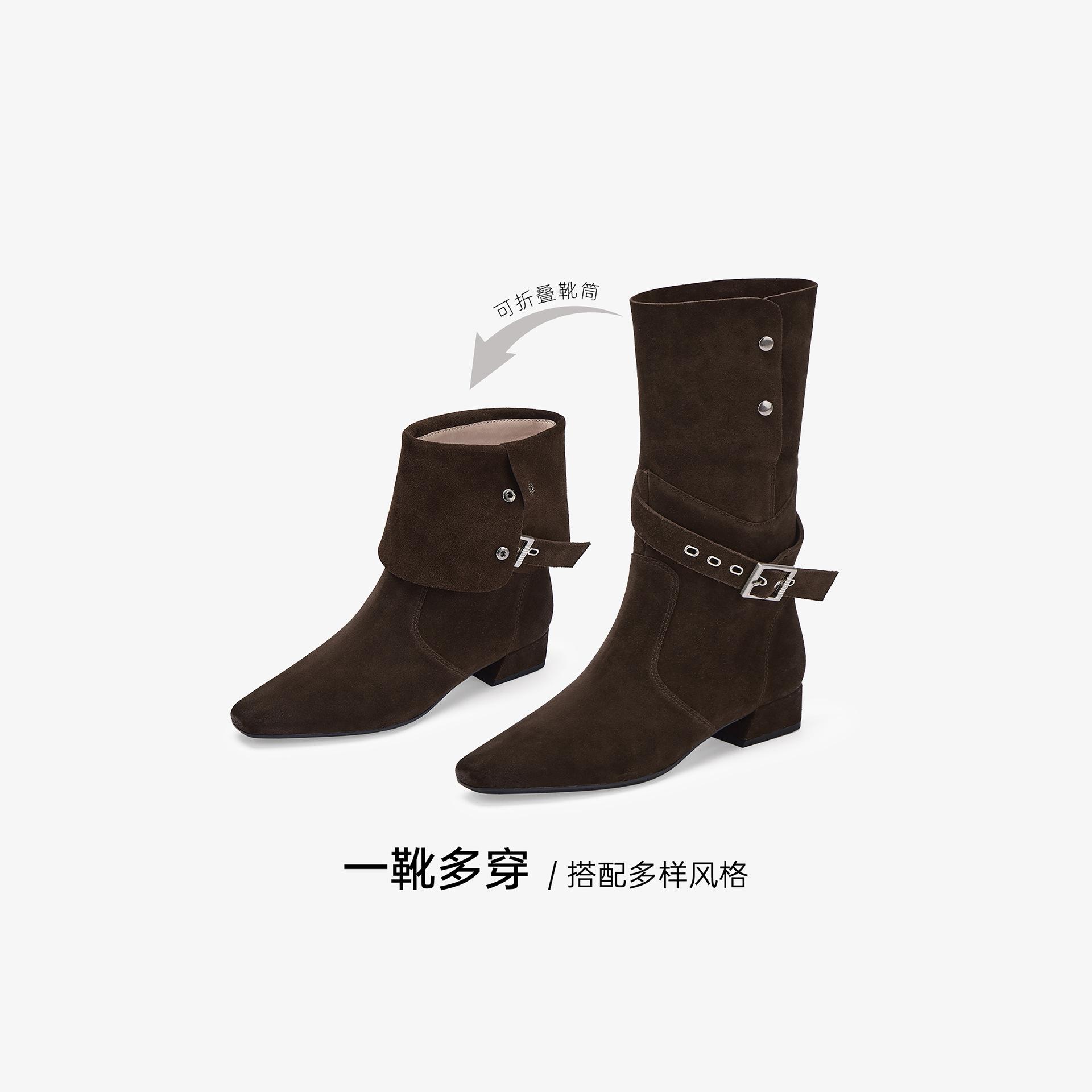 

2025 Новая женская обувь Ковбойский праздник Зимние сапоги с волнистым ворсом Merad Западные ковбойские рыцарские сапоги Детские 40