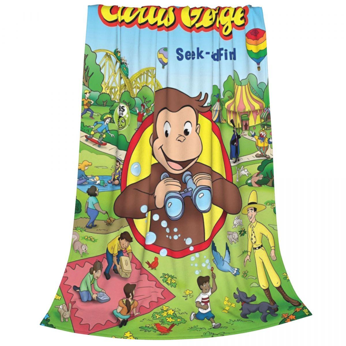 

Curious George Monkey Cartoon Blankets Flannel All Season TV Series Breathable Ultra-Soft Throw Blankets for Sofa Office Quilt 30x40in