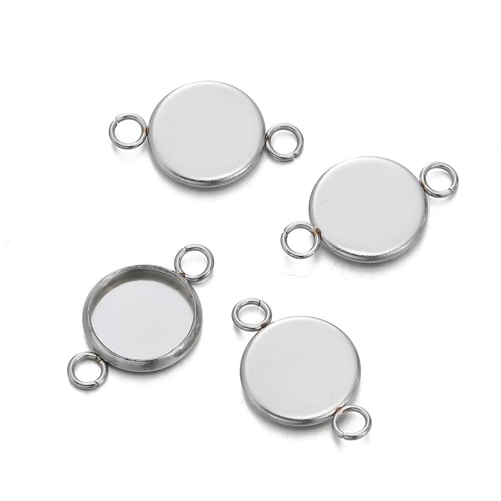 20pcs/lot Stainless Steel Cabochon Cameo Base Settings 6-25mm Necklace Bracelets Pendants Tray For Diy Necklace Jewelry Making