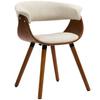 Dining chair, linen-look fabric, curved backrest, wooden legs, beige