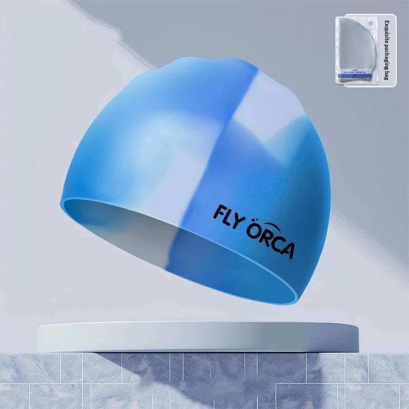 Gradient Silicone Swim Cap High Elasticity Waterproof Swimming Hat For Adults Pool Beach Water Sports