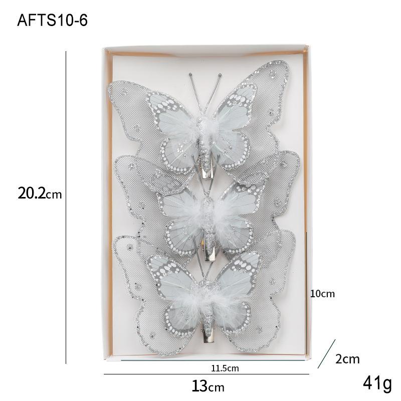 New Christmas decoration butterfly Christmas tree pendant glitter simulation butterfly scene atmosphere decoration butterfly