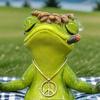 Green Frog Sculpture Resin Yoga Frog Decoration Cute Meditation Frog Statue  Desk