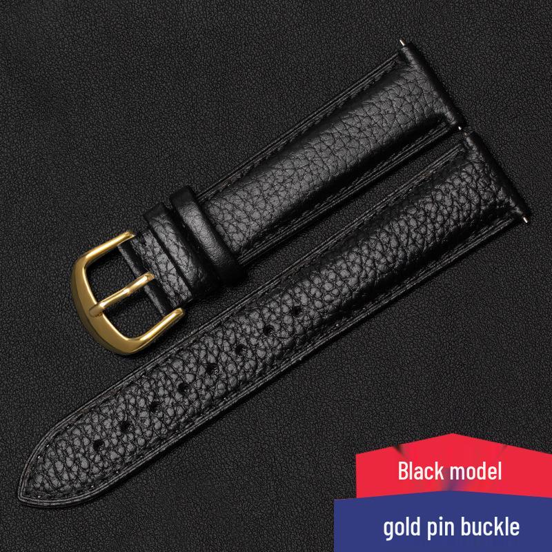 Lychee Pattern Genuine Leather Watch Strap - Soft, Breathable, Quick Release, Double-Sided Cowhide for Men & Women