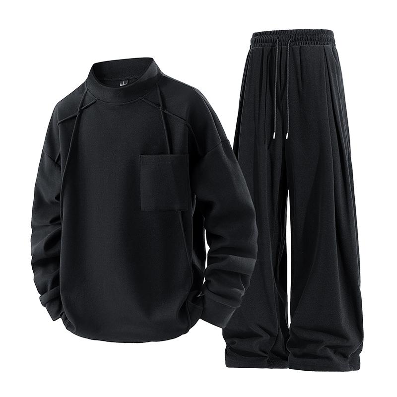 

Комплект: Худи и Штаны для Мужчин, Утепленный, Осень и Зима, Однотонный, Повседневный, Универсальный, Модный и Спортивный Комплект L чёрный