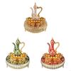 Elegant European Metal Barwares Set With Florals Embossed Decanter Tray and Glasses for Home Entertaining B03E