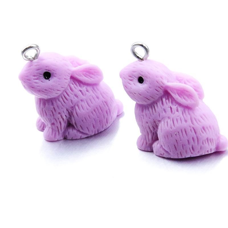 6-Color DIY Resin Rabbit Pendant Charm for Necklace, Bracelet, Bag Ornament (21x21mm)