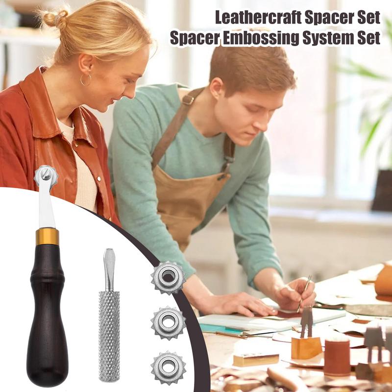 Leathercraft Tools Leather Groover Spacer Crafting Tools Portable Art Accessories Wooden Handle Metal Handcraft Gear For Cobbler