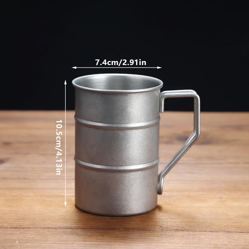 1Pc Retro Old Coffee Water Cup Industrial Style Oil Barrel Mug Outdoor Camping Picnic Beer Mug Drinking Utensils Stainless Stee