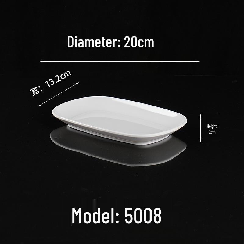 100 Pcs White Rectangular Melamine Rice Noodle Plates - Imitation Porcelain Tableware for Hot Pot and Dining.
