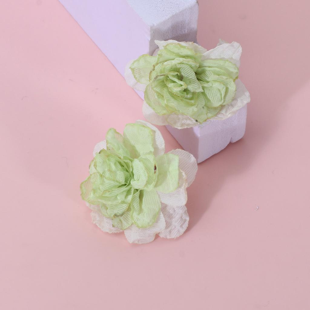 Handmade cute little fresh flower earrings women ins bohemian lace fabric earrings