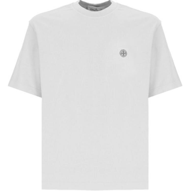 Stone Island Badge Crew Neck Short Sleeve T-Shirt Men Tops White K1S152100034S0115-V0041 M