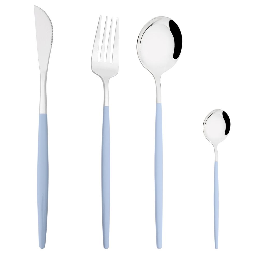 Western Purple Silver Tableware New Dinnerware Set 4Pcs Stainless Steel Kitchen Knife Fork Spoon Complete Cutlery Flatware Set