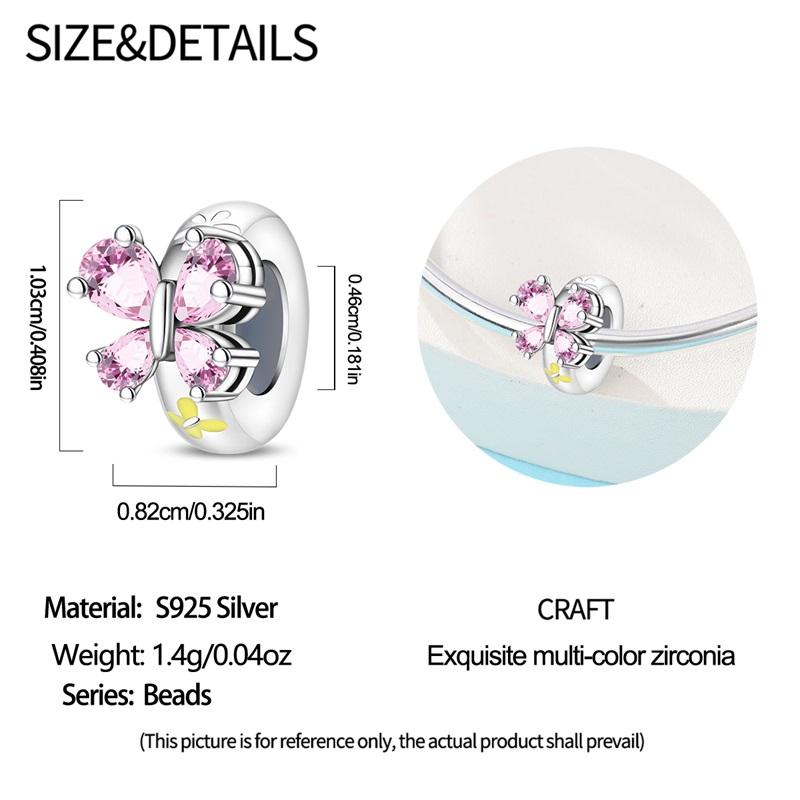 Copper Clasp Copper Cz Pave Clip Charms Lucky Clover Ladybug Safety Chain Fit Original Bangle Bracelet Jewelry Clip