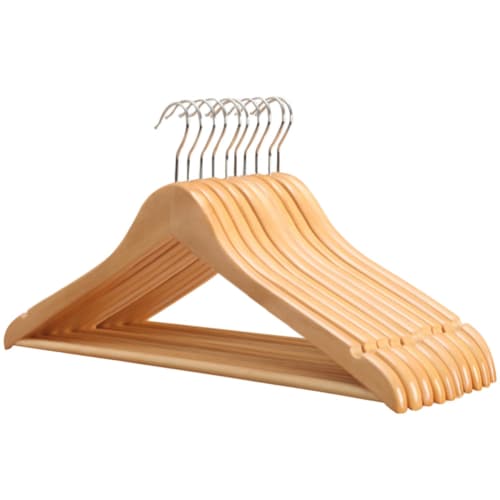 YAMLGHT Wooden Hangers, Natural Wood Grain Maple Wood for Suits, Shirts, Jackets, and Coats, Slim Design with Non-Slip Grooves, Anti-Deformation Trous