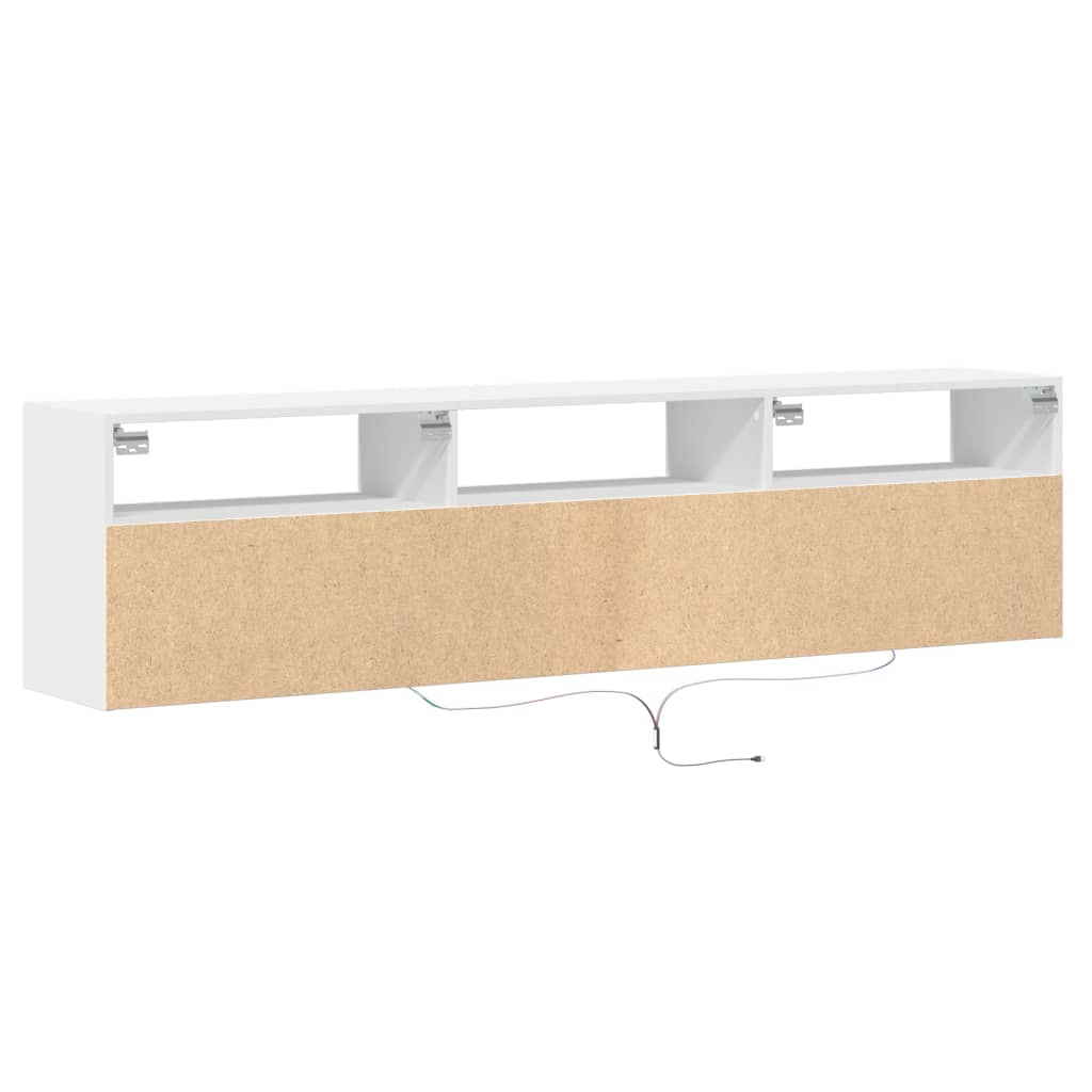Vidaxl Ścienna Szafka Pod Tv, Z Led, Biała, 180X31X45 Cm