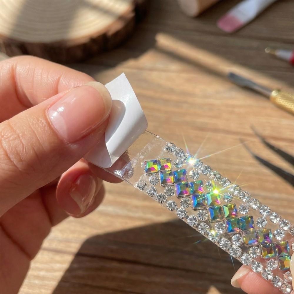 Self Adhesive Rhinestone Chain Colorful Rhinestone Band Sticky Trim Crystal Trim  Bag Decoration