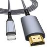 [MF-i Certified Product] BOIOT HDMI Cable iPhone HDMI Conversion Cable 3M Lightning HDMI Conversion Cable No Power Supply Required 1080P Large Screen