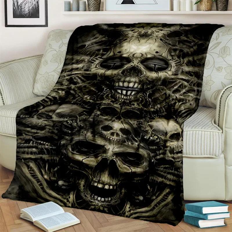 Gothic Horror Skull Ghost Cartoon Blanket Soft Throw for Home Bedroom Bed Sofa Picnic Travel Office Cover Kids