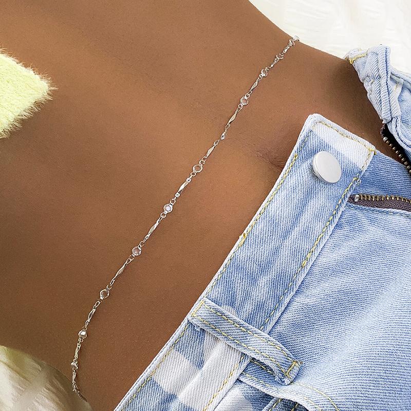 

Trendy Minimalism Belly Chains for Waist Sexy Women Body Chain Jewelry Vintage Shine Crystal Beach Vacation Accessories