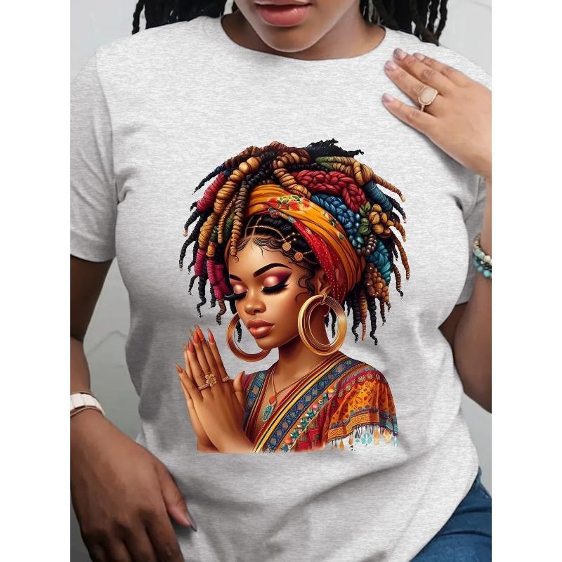 European size , Short-sleeved African-style T-shirt| African Women's Print, Suitable for All Seasons