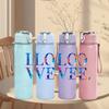 1PC Gradient Color LOVE Letter 750ml Color Plastic Sports Water Bottle Leakproof Flip Straw Lid Suitable for Sports Office Home Use