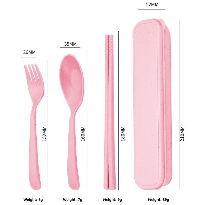 Ensemble de vaisselle portable pliable en blé: Baguettes pliantes créatives, Fourchette, Cuillère, Design en plastique adapté aux étudiants