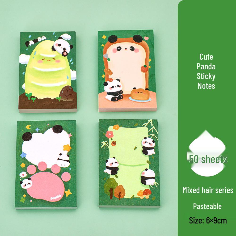 Reusable Cute Panda Sticky Notes: Cartoon Student Memo Pad & Portable Message Markers