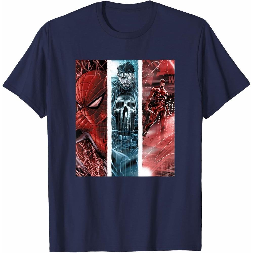 Superhero Team Marvel TShirt Casual Daily Unisex Short Sleeve Solid Cotton Relaxed Fit Crew Neck Trendy Top for Couples