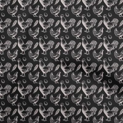Cotton Flex Black Fabric Birds Rooster  Sewing Material Print Fabric By The Yard 40 Inch