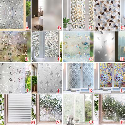 30-55*100Cm Pvc Self-Adhesive No Glue Static Stick 3D Adsorption Window Film Anti-Uv Decals Privacy Blocking Water-Repellent