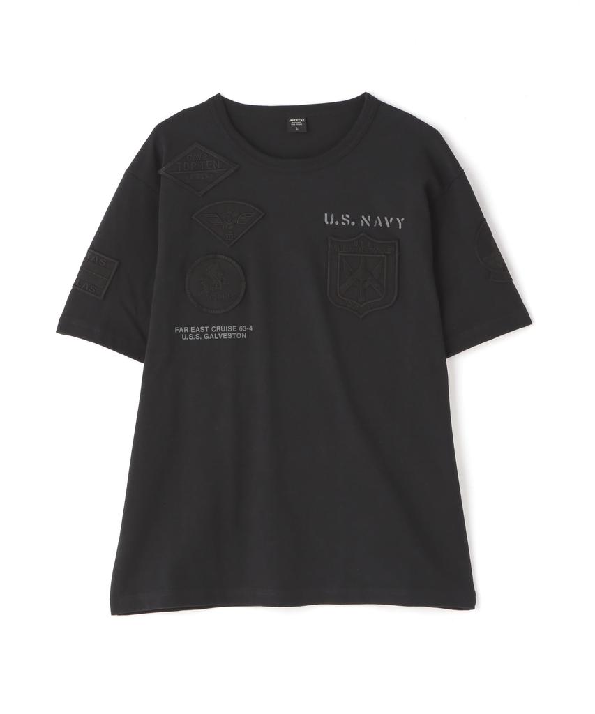 AVIREX TOP GUN WAPPEN CREW NECK Top Gun Patch All T-SHIRT (WEB&DEPOT Exclusive) T-Shirt, XL, 011, Black, 783-3934021
