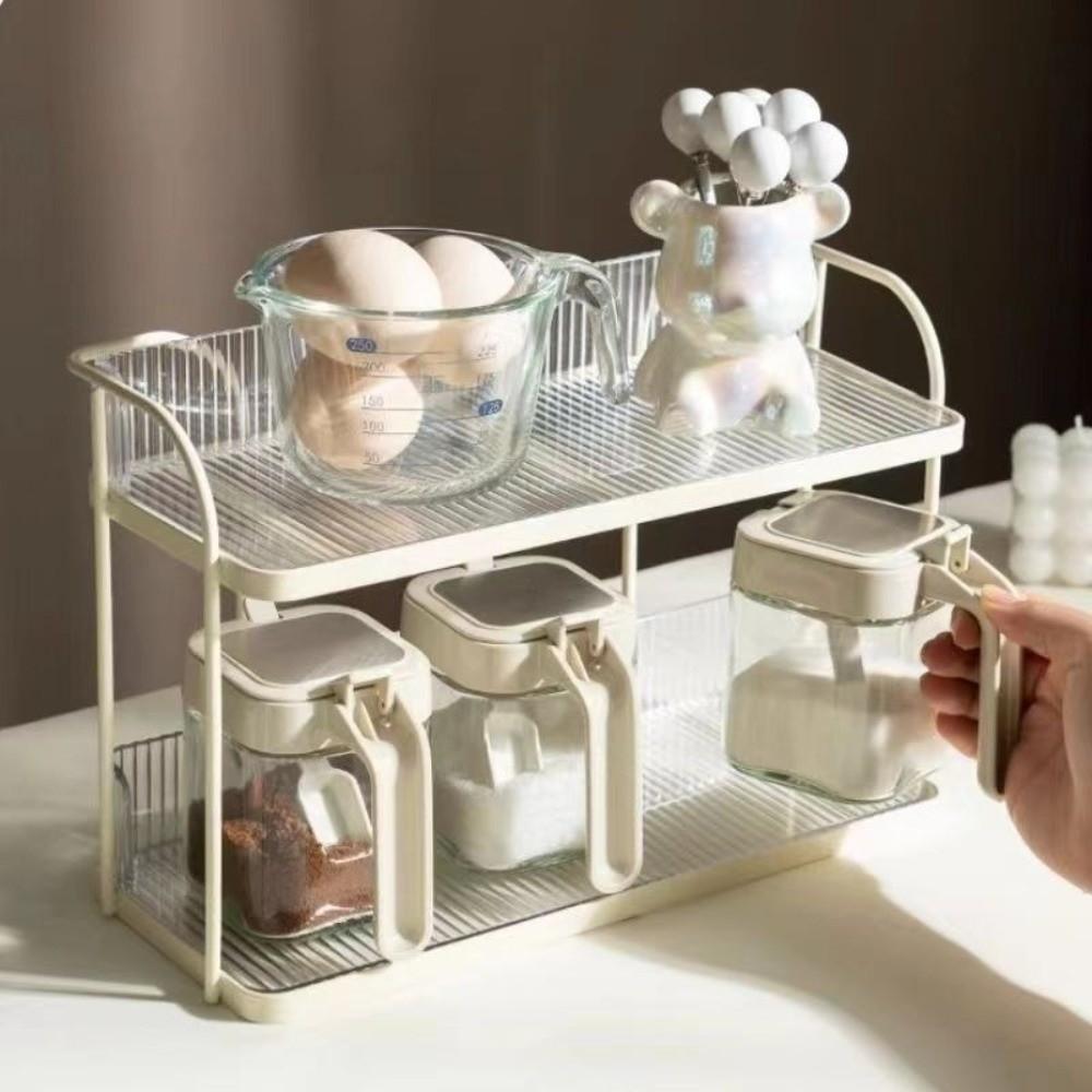 Double-layer Organizer Shelf Simple Design Condiment Shelf Space Saving Counter Organizer  Bathroom