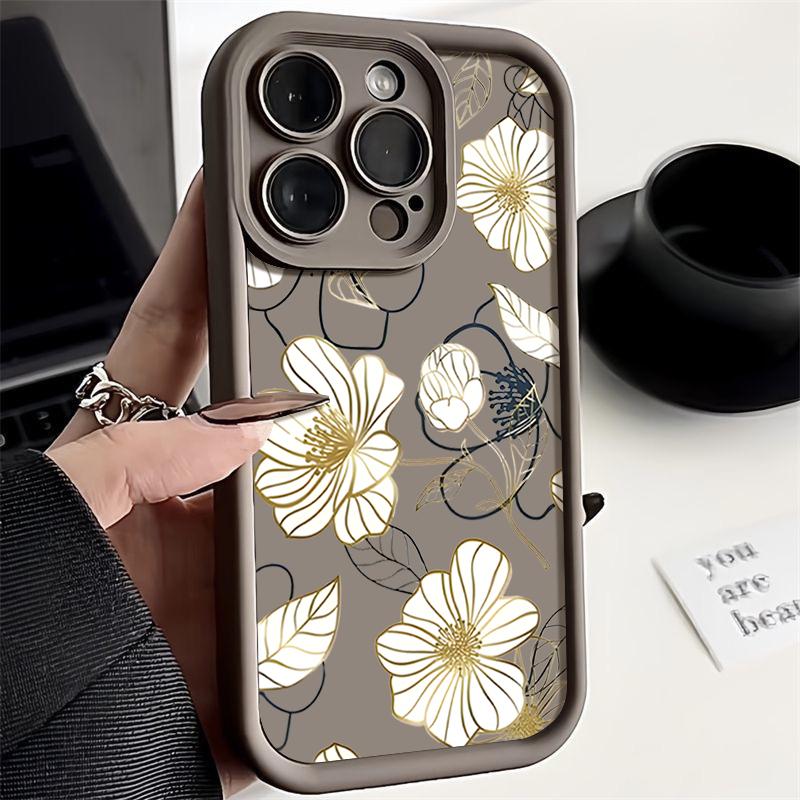 Für iPhone 16 Pro Max 15 Plus 14 Pro 13 12 11 XS XR 8 7 Telefon Fall Shell Weiß Blume Drucken TPU Matte Stoßfest Weiche Silikon Zurück Abdeckung