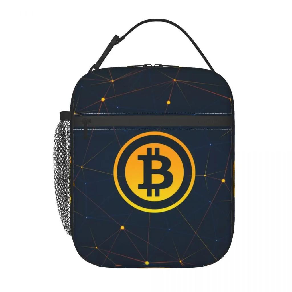 Custom Bitcoin Digital Currency Lunch Bag Women Cooler Warm Insulated Lunch Boxes for Kids School