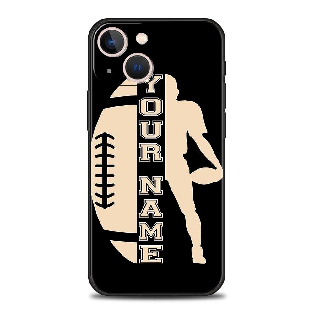Rugby Ball Luxury Phone Case For iPhone 13 15 14 12 Mini 11 Pro MAX XR X SE XS 7 8 Plus Silicone Black Protection Cover
