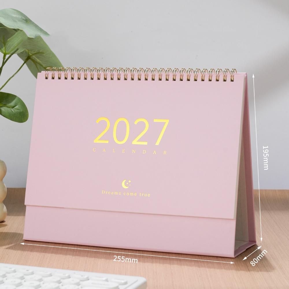 Paper 2027 Desk Calendar Spiral Binding Flip Calendar Durable Academic Planner Office Desk
