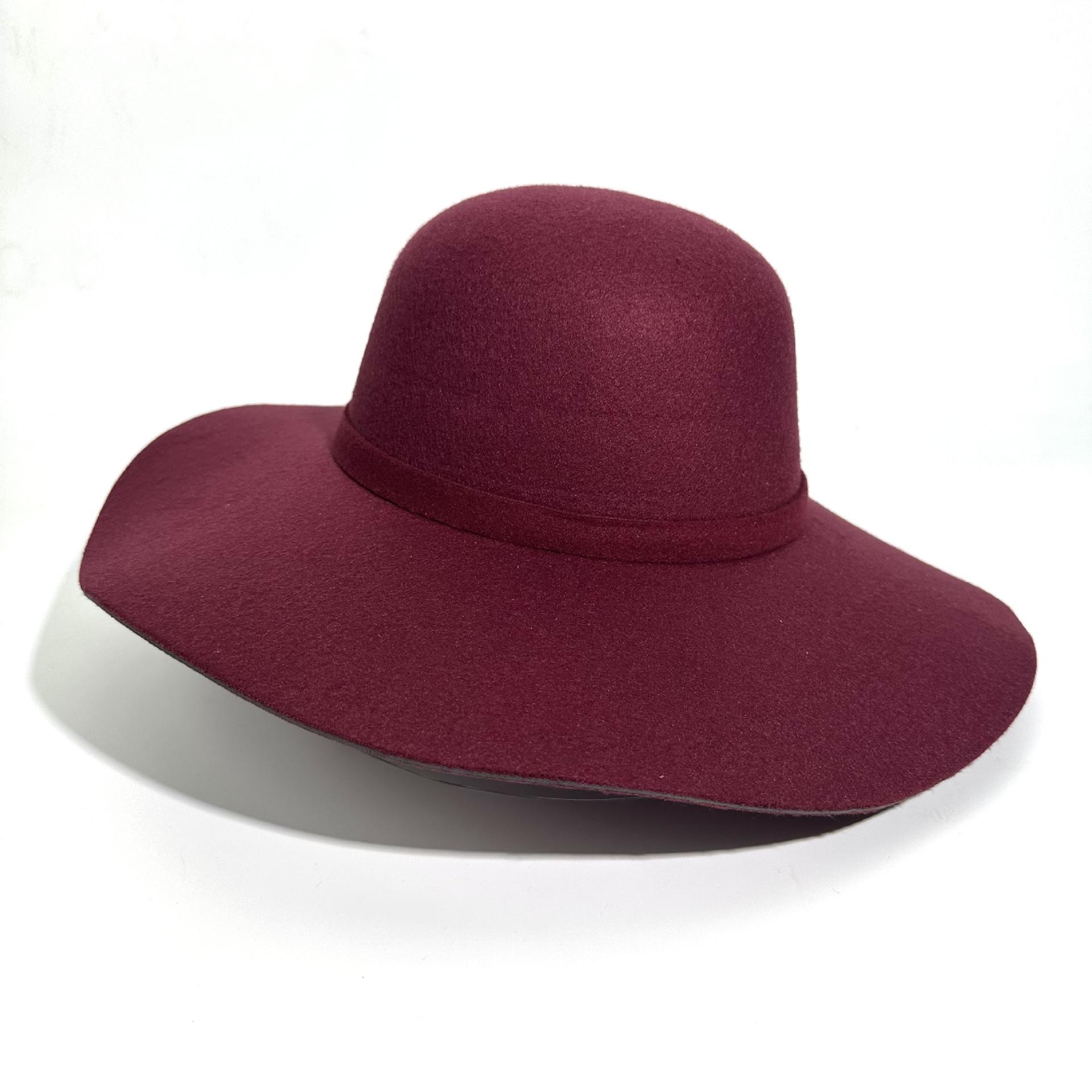 Винтажная Шляпа-Цилиндр Женская Сценическая Подиумная Выступление Шляпа-Цилиндр Шляпа с Большими Полями M（56-58cm） бордовый
